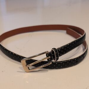 Elegant Lauren Ralph Lauren Black Perforated Italian Leather Women's Belt Size M